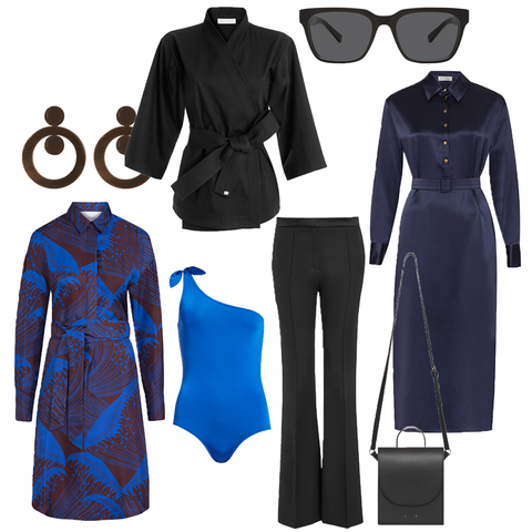 the wearness edit in black and royal blue Seidenkleider fair