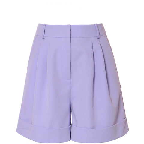 AGGI Hochtaillierte kurze Hose, in lavender für Frauen, Hose, Fair Fashion, handgefertigt, made in Poland, nachhaltig