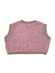 CLAUSSEN Ärmelloser Pullover, handgestrickt, pink, Baumwolle, fair, nachhaltig, umweltfreundlich
