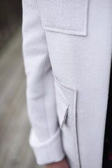 CRUBA Canvas-Jacke, hellgrau, italienische Wolle, handgefertigt, fair, nachhaltig, umweltfreundlich