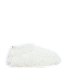 BABOOSHA PARIS Hausschuhe, aus Alpakafell, aus ethischer Sicht, ohne Tierquälerei hergestellt, gepolstertes Fußbett, Leder-Laufsohle, weiß, fair, nachhaltig