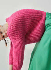 MALAIKARAISS Mohair jumper in pink, Sweater, Strickpullover, Lockerer Wollpullover, Womenswear, Fair trade, Fair fashion, Eco-friendly, Handmade, Handcrafted, Female Empowerment - shop now - the wearness online-shop - SUSTAINABLE & ETHICAL LUXURY FASHION 