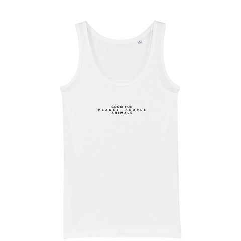 REER3 Statement Tank top, Tops, Weiß, Damen Top, Oberteile, Ärmellose Tops, Sustainable Fashion, Fair trade clothing, Eco-friendly, Fair, Made in Europe, Organic cotton, Recycled, Vegan, Female Empowerment, Homewear, Streetwear - Shop now - the wearness online shop - ETHICAL LUXURY FASHION