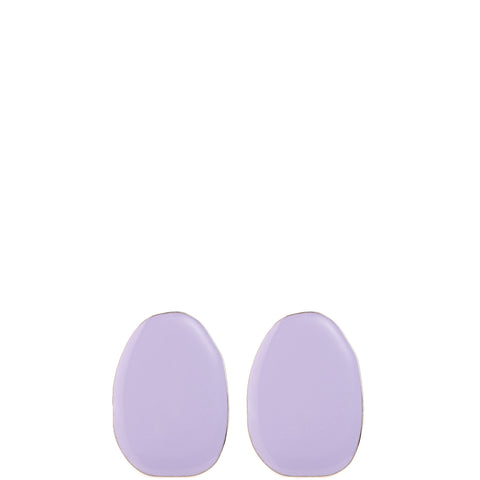 XENIA BOUS Ohrringe, runde Form, lila, versilbertes Messing und Emaille, von Hand emailliert, fair, nachhaltig