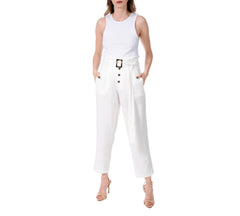 AGGI High waisted Paperbag Hose für Damen, Weiße Damenhose, Women clothing, made in Europe, Eco-friendly, fair, fair trade - shop now - the wearness online-shop - Sustainable and Ethical Luxury Fashion 